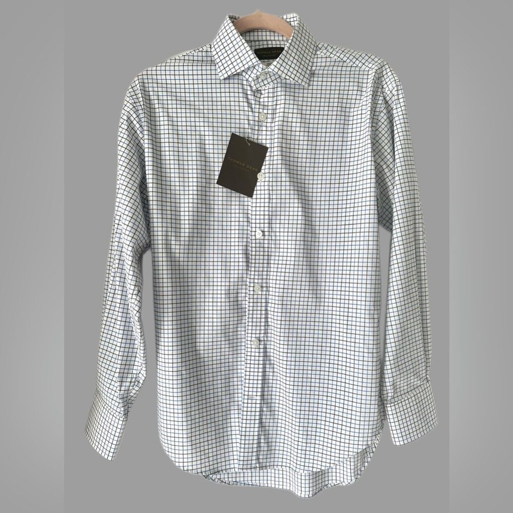 THOMAS DEAN COLLECTION - Collared, classic shirt w accent lines Sz 14.5R ✨NWT✨